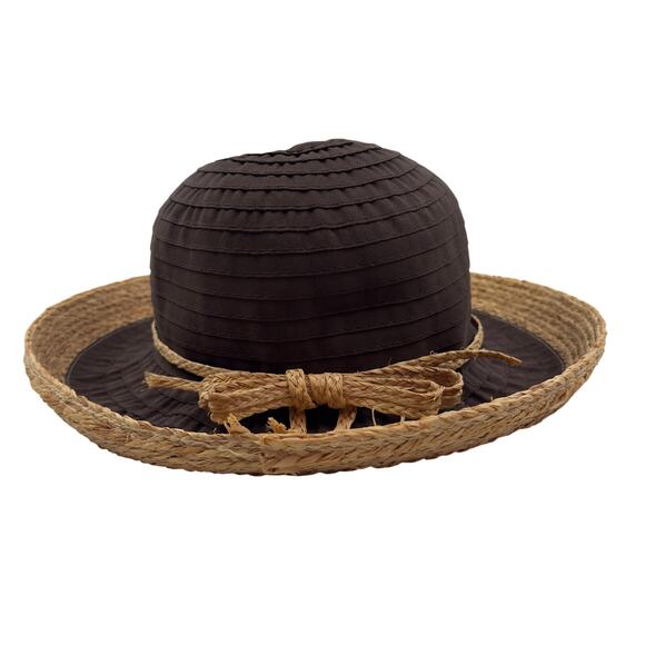 Scala Ribbon Textured Raffia Classic Resort Vacay Beach Pool Sun Hat Women's O/S - Picture 2 of 7